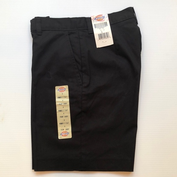 NWT DICKIES Black flat front zip shorts belt loops pockets Women’s 14 or 22 - Picture 3 of 15